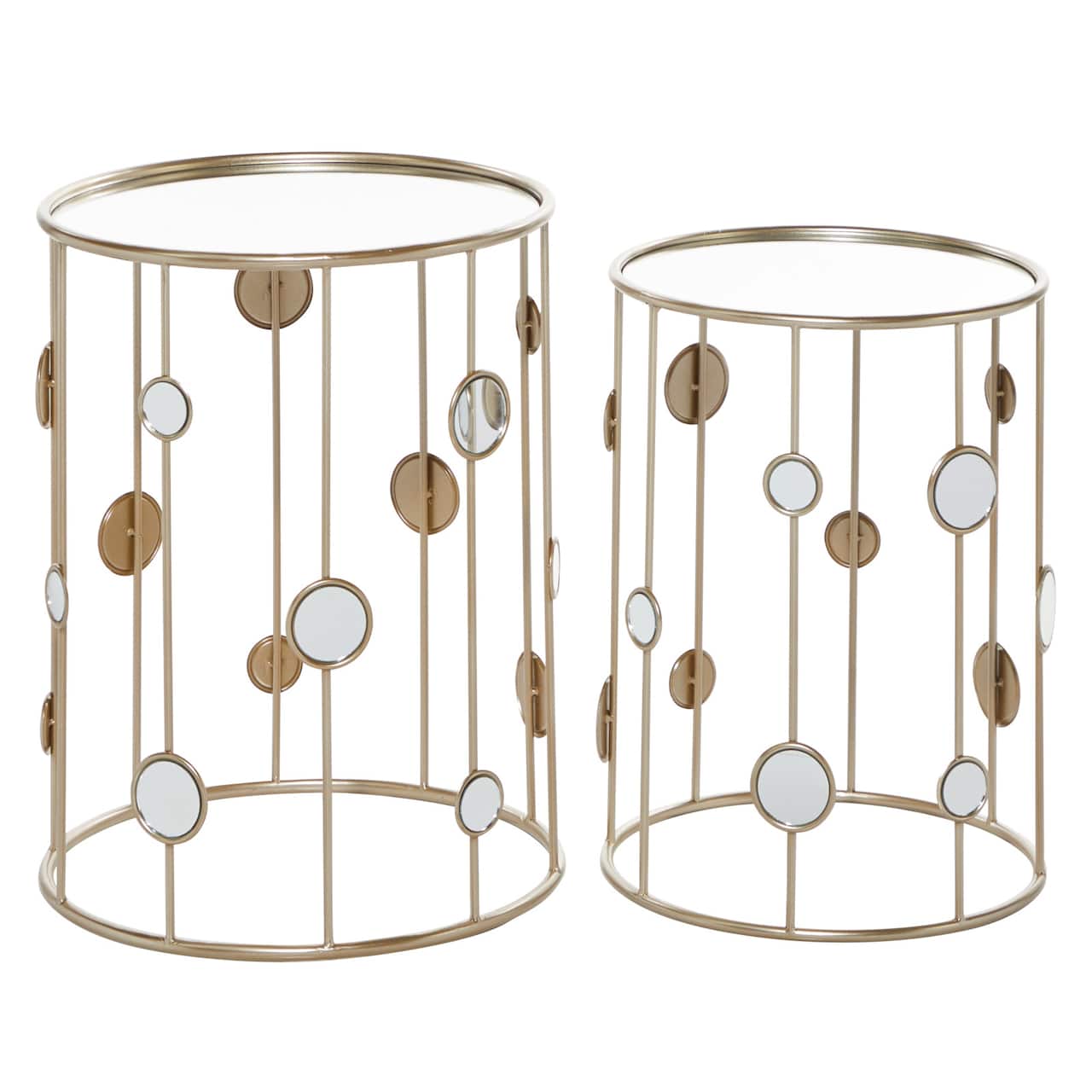 Glass & Gold Metal Contemporary Accent Table Set